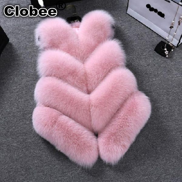 

women's fur & faux plus size 2021 6xl imitation vest coat for women winter thick fluffy jacket long outwear v235, Black