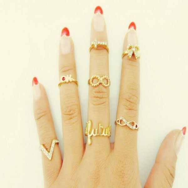 

wedding rings european and american fashionable knuckle ring butterfly v-shaped tail set, Slivery;golden