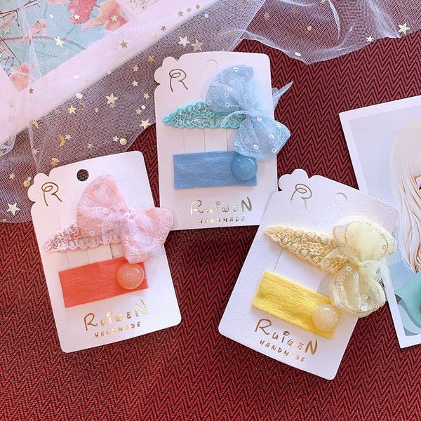 

hair accessories sequined bow hairpin girls jelly color baby net yarn bb clip cute headdress for children fashion, Slivery;white