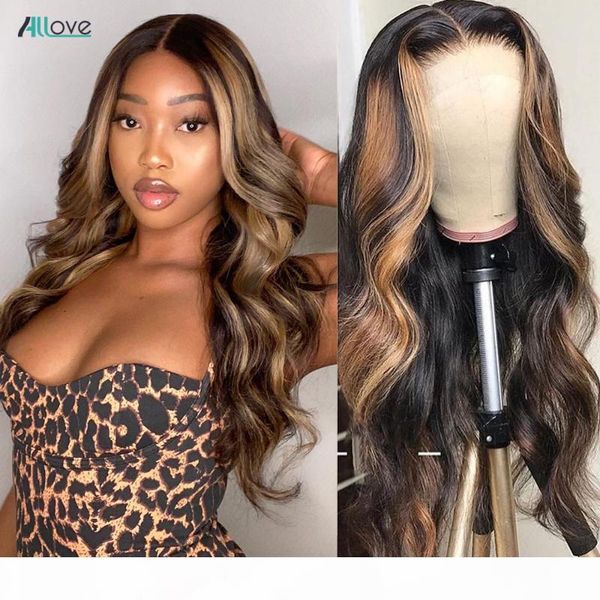 

allove honey blonde lace front wigs body wave lace front wig 99j burgundy wig 250 density peruvian highlight human hair, Black;brown