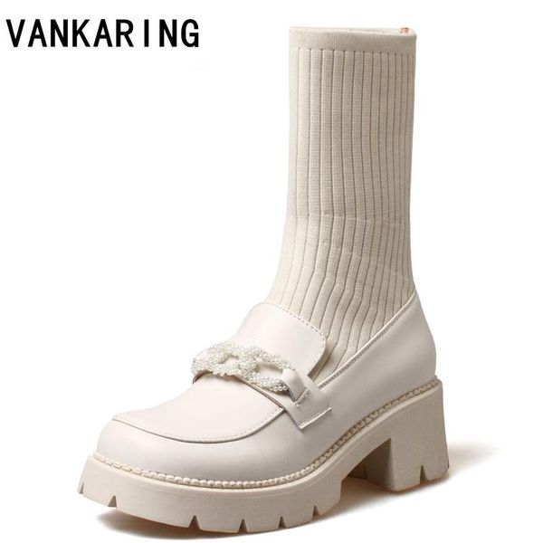 

boots ins beading autumn winter socks shoes women thick-soled casual net red elasticity short ankle botas mujer, Black