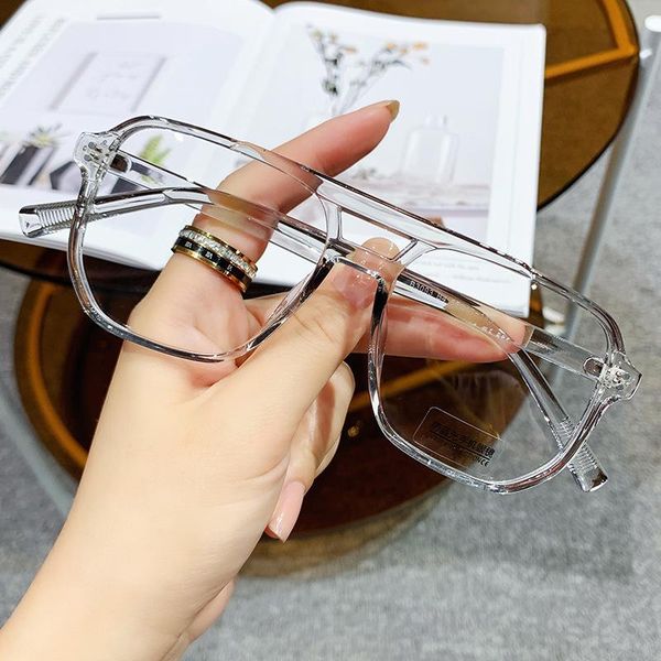 

sunglasses big rectangle trendy blue light glasses oversized computer black transparent women men 2021 brand designer, White;black