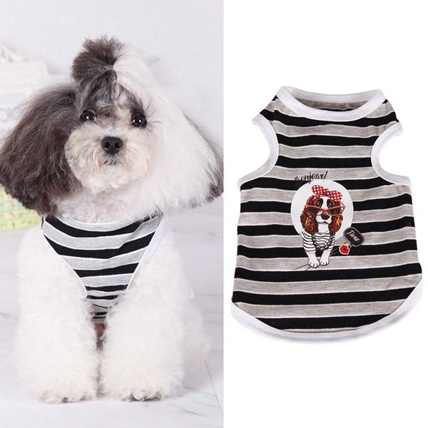 

dog apparel pet summer cats and dogs small cotton sleeveless shirt puppy vests clothing printed clothes stripes vest