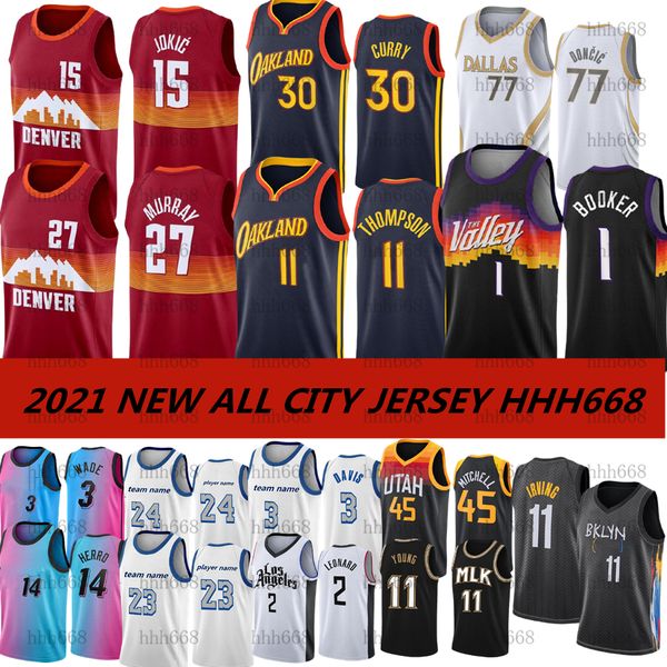 

2021 miami heat 27 murray 15 jokic den team jerseys 3 wade 14 herro jerseys 1 booker 11 irving 3 davis 30 curry basketball city, Black;red