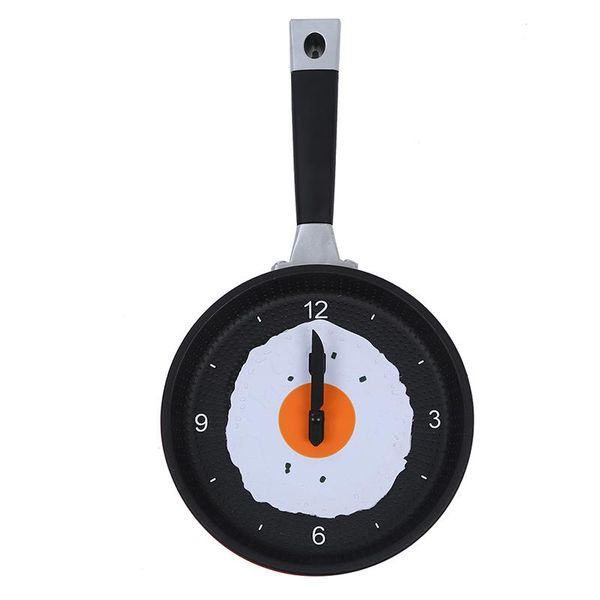 

wall clocks frying pan clock with fried egg - novelty hanging kitchen cafe red