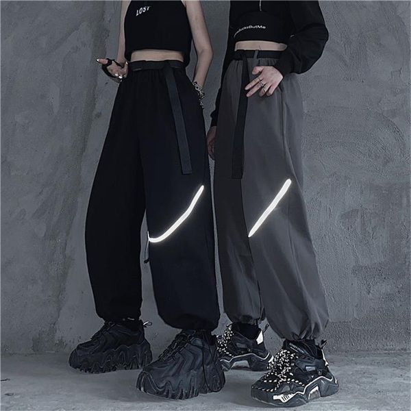 

women's pants & capris fashion pencil summer women casual trousers female pantalones mujer cool hip hop reflective high street, Black;white