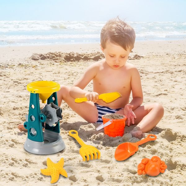 

Summer Silicone Soft Baby Beach Toys Baby Beach Game Toy Children Sandbox Set Kit Summer Toy for Beach Play Sand Water Play Cart