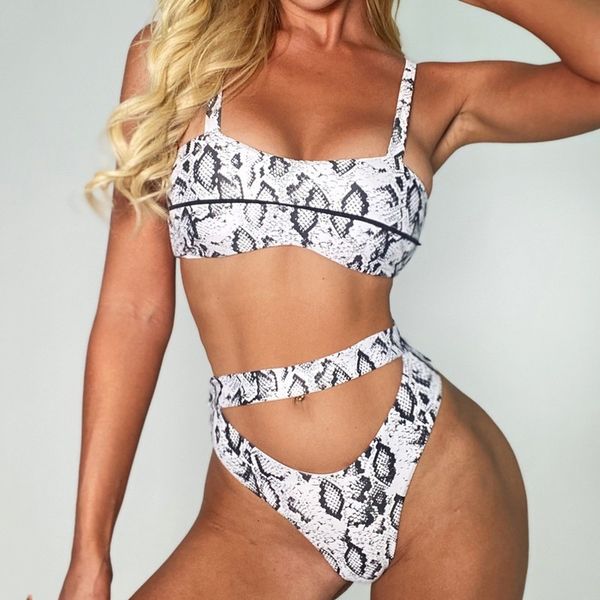 

2021 tow stuk badpak patchwork luipaard print bandage beach badmode bikini women, White;black