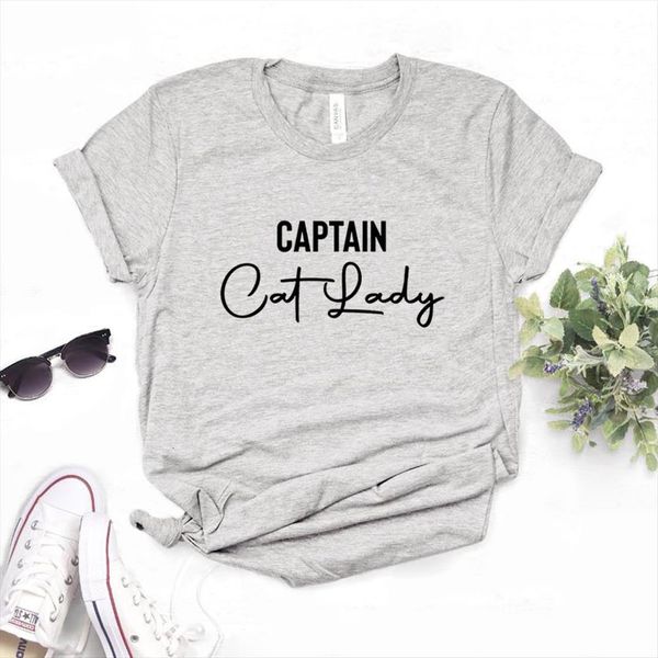 

captain cat print cotton womens casual funny yong girl tee a 1354, White