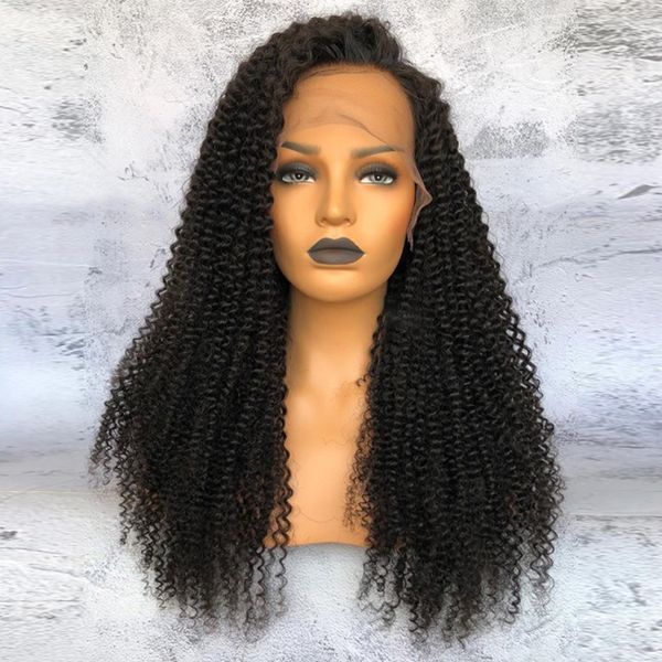 

9a pre plucked 13x4 brazilian lace front wigs with baby hair kinky curly virgin human hair wig for black women, Black;brown