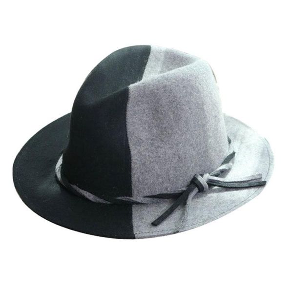 

wide brim hats montage pure wool cap fedoras women's hat man fashion jazz belt wedding luxury autumn, Blue;gray