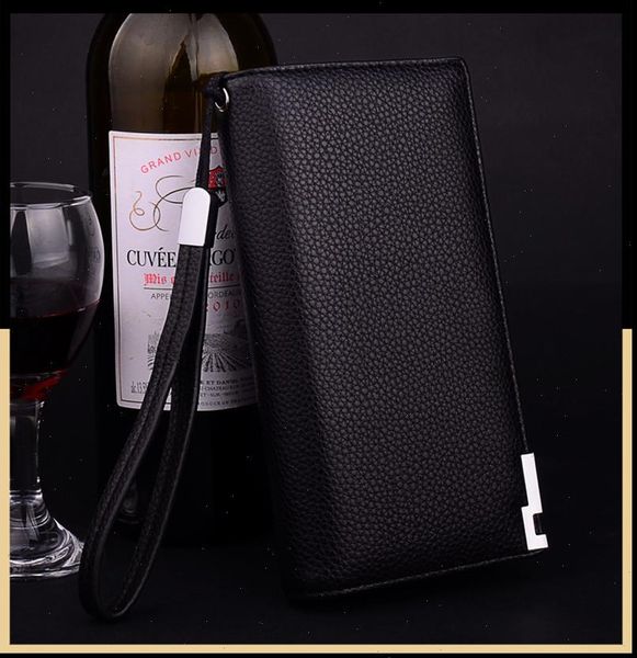 

style wallet men lock long coin pocket passport card holder cell phone, Red;black