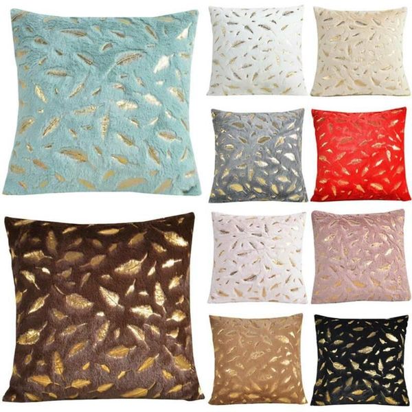 

pillow case square modern design gold feather sofa bed cushion cover decor