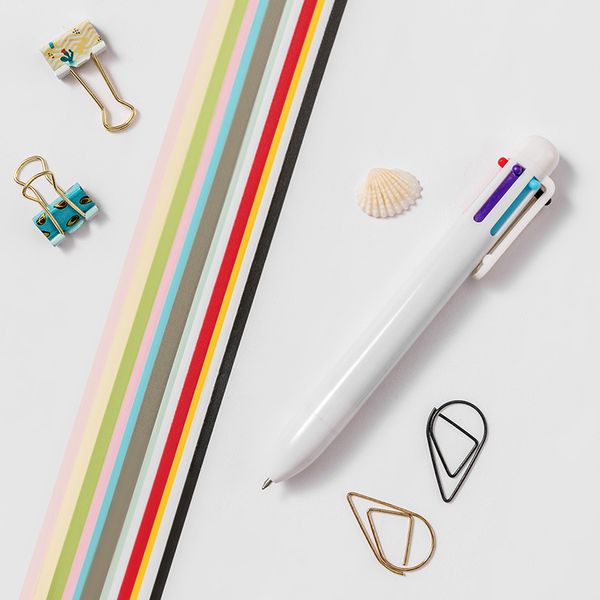 

white 6-color pole prs ballpoint pen 0.7mm, Blue;orange