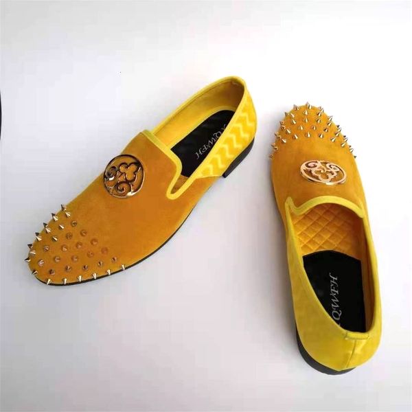 

dress shoes xqwfh feito Ã mÃ£o de couro amarelo masculino botÃ£o metal sapatos moda preto fundo mocassins cravado sign apartamentos 7jea, Black