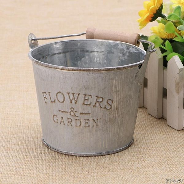 

vases vintage galvanised metal iron flower garden shabby vase creative pot barrel planter decor deskflowers for home decor-w1