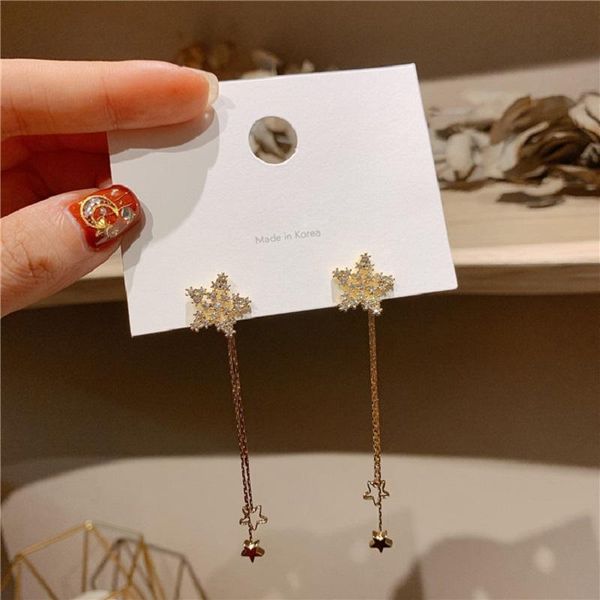 

dangle & chandelier zdmxjl 2021 arrive trend women's earrings fine star long tassels for women girl party jewelry gifts drop-, Silver