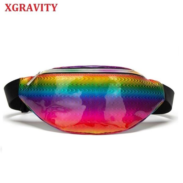 

xgravity new lady rainbow ladies bags fashion leisure outdoor holographic waist bags fanny pack chest phone pouch h01 210429