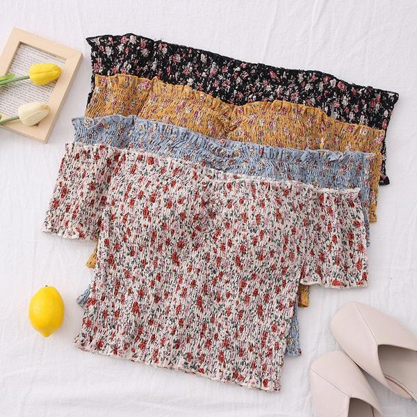 

2021 new summer sleeve women blouse shirts elegant backless floral print crop fashion blusas 4pis, White;black