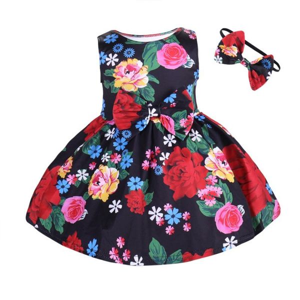 

girl's dresses girls dress long sleeveless kids flower children fower spring for girl 1-4t a1 a26, Red;yellow