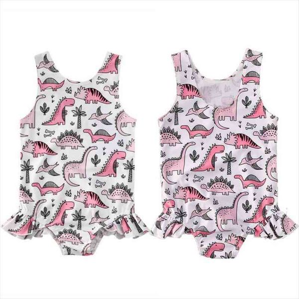 

summer fashion toddler infant baby kids girls dinosaur swimsuit swimwear swimming dinosaur bodysuit bikini 1-5y, White