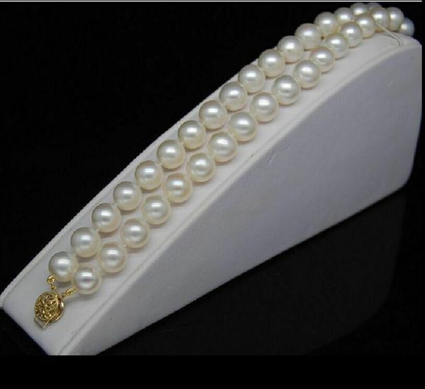 

double strands south sea 7-8mm white pearl bracelet 7.5-8 " 14k gold clasp, Black