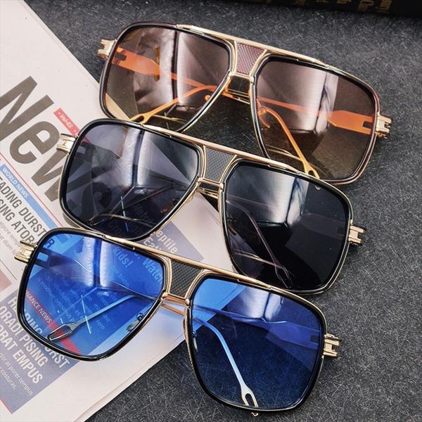 

Square Pilot Men Sunglasses Women Gold Metal Flat Top Brand Design Sun Glasses Black Transparent Lens Ladies Shades, White;black