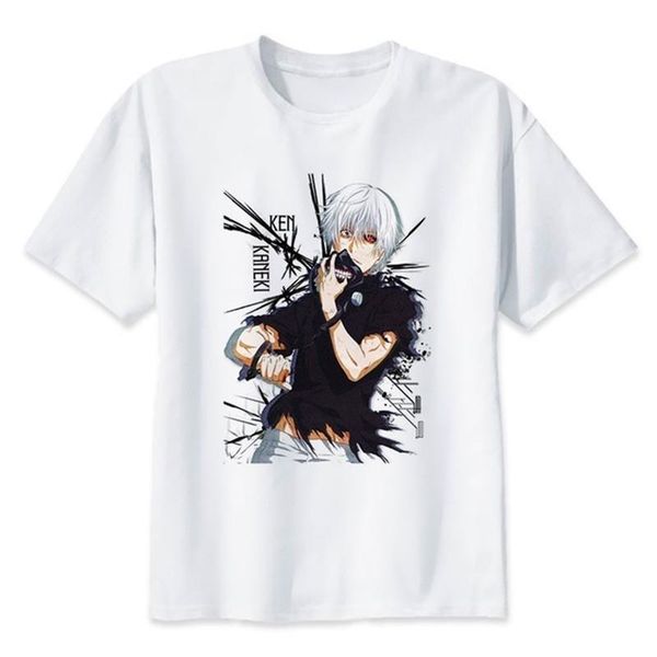 

tokyo ghoul t shirts boy tees short sleeve casual japanese anime t shirts plus size s-3xl, White