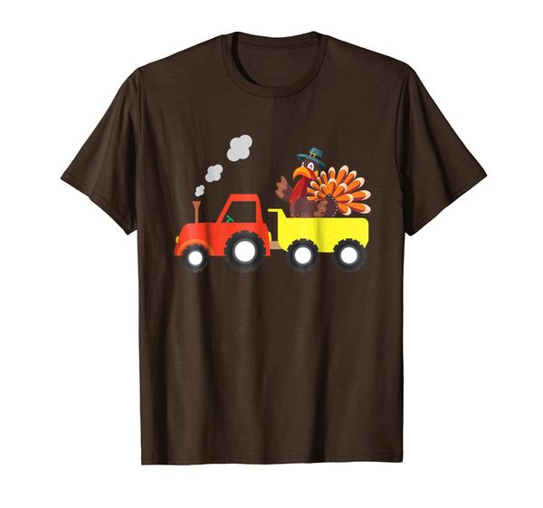 

tractor carrying turkey little truck thanksgiving t-shirt, White;black