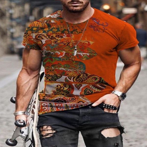 

men's t-shirts 2021 summer 3d tie-dye printing casual short-sleeved shirt round neck pullover oversized xs-6xl, White;black
