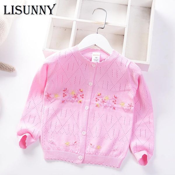 

pullover girls sweater cardigan 2021 spring autumn baby girl clothes embroidery o-neck kids coat children flower 2-7y, Blue