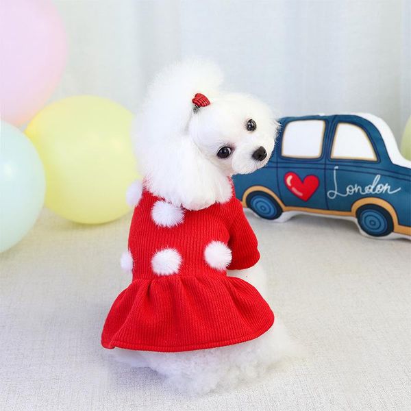

dog apparel cute pet skirt red warm woolen clothes