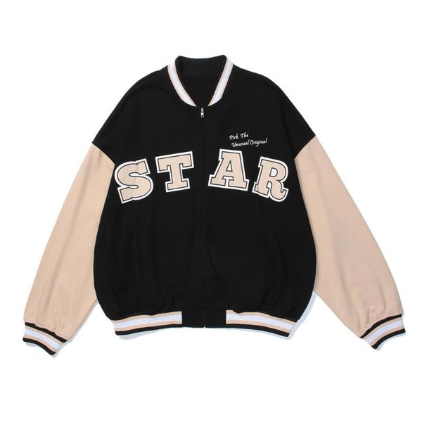 

men's jackets brand letters printed patchwork baseball jacket men spring loose streetwear man clothing, Black;brown