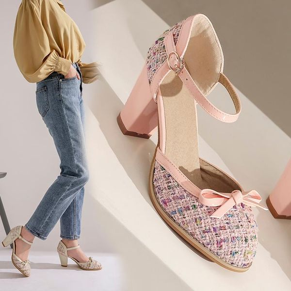 

dress shoes women pumps lolita high heels pink mary jane bow block heel ladies party large size 32-43, Black