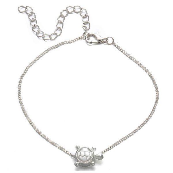 

bj731 jewelry creative simple beach turtle silver alloy foot chain, Red;blue