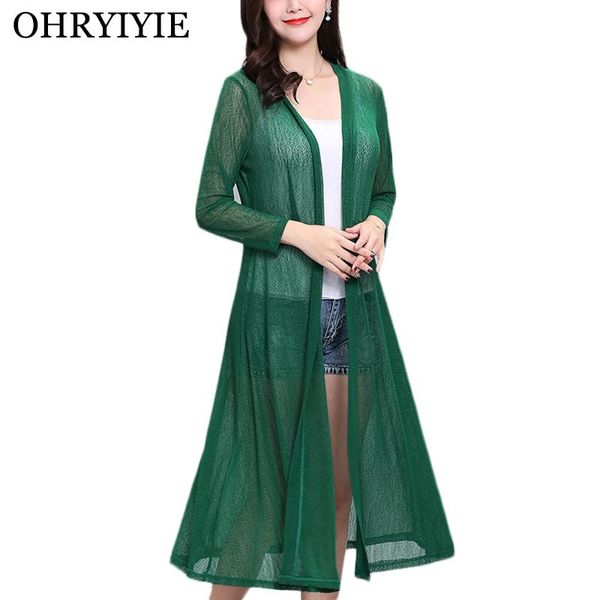 

women's knits & tees ohryiyie plus size 5xl 6xl summer thin ice silk cardigan sweater women poncho 2021 hollow knitted female beach coa, White