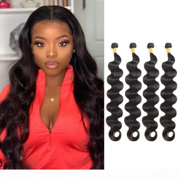 

wowqueen body wave bundles 30 inch bundles remy human hair 8-40 inch braizlian hair weave bundles, Black;brown