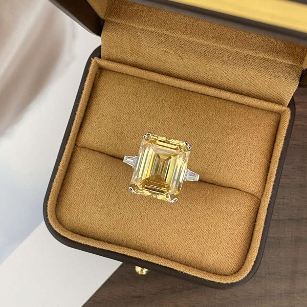 

hbp luxury 2021 simple new high carbon diamond sterling silver 13 * 17 fashion emerald cut shiny ring