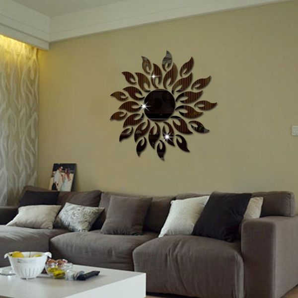 

mirrors fashion removable 3d sunshine sun flower decorative wall mirror sticker decal for home decoration diy art decor