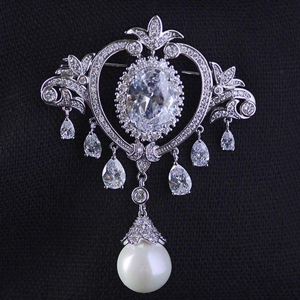 

pins, brooches zlxgirl brand bridal jewelry metal copper clothing scarf pins nice pearl wedding flower pin brooch velvet bags, Gray