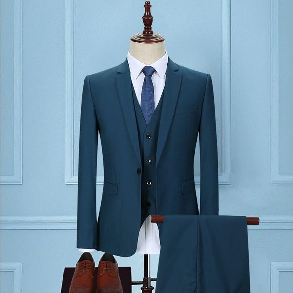 

men's suits & blazers men business suit 2021 wedding for shawl collar 3 pieces slim fit dress mens blue tuxedo jacket, White;black