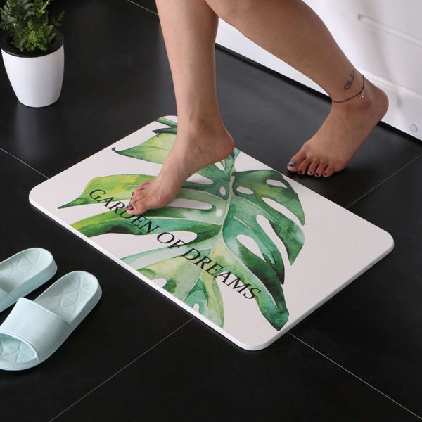 

green plant diatomite floor mats for toilet and bathroom
