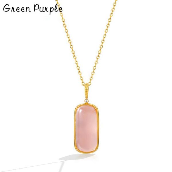 

chains green purple natural long pink crystal pendant real 925 sterling silver necklace for women elegant fine jewelry gift collier