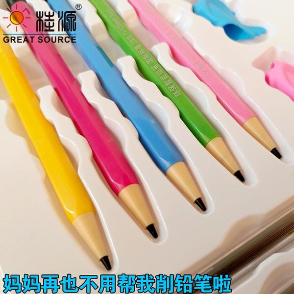 

ballpoint pens automatic pencil laying set student 2b lead with eraser, Blue;orange