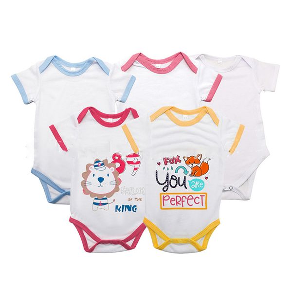 Сублимация Baby Blank Bodysuits Baby Bodysuit Белый с коротким рукавом Body для Baby Girls Boys 5 Цветов Полиэстер для DIY