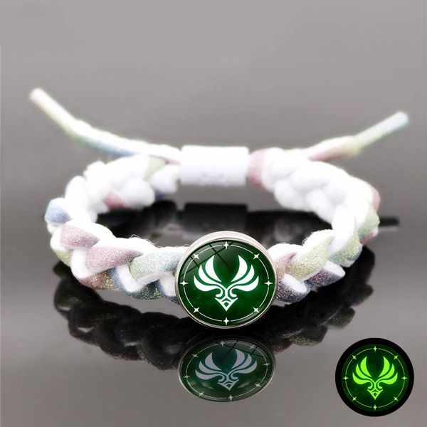 

charm bracelets genshin impact braided bracelet men eye of god water wind thunder fire rock snap button handmade weave gift, Golden;silver