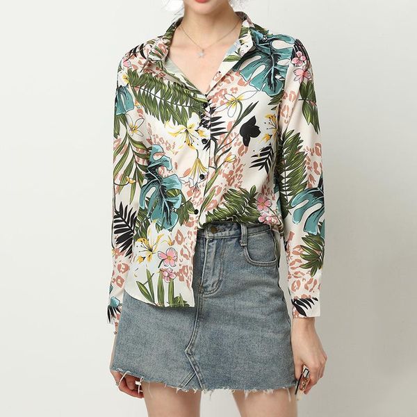 

women's blouses & shirts fashion woman 2021 long sleeve print chiffon blouse shirt plus size ladies loose femme women blusa feminina, White
