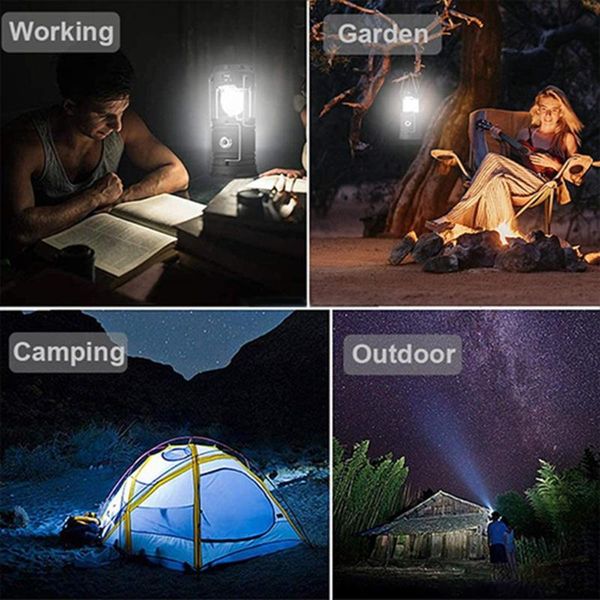 

portable lanterns led camping lights outdoor tent lantern collapsible solar flashlights lamp with mini fan line rechargeable