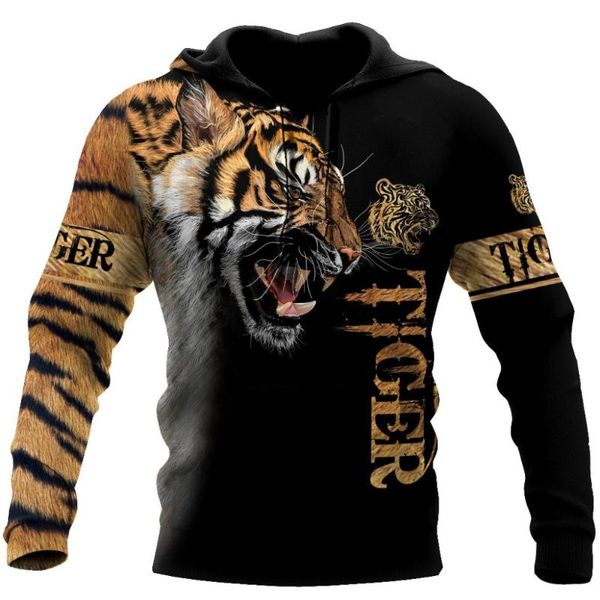 

men's hoodies & sweatshirts animal tiger 3d printing fashion zipper/hoodie harajuku street pullover autumn sweatshirt casual jacket s, Black