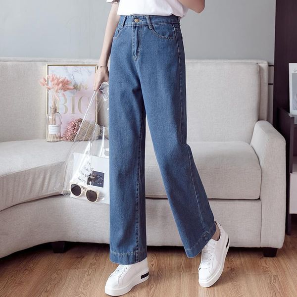 

women's jeans women plus size blue wide hem casual cropped lady